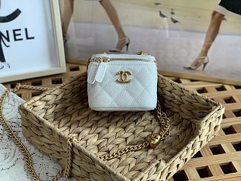 Chanel Mini Vanity Box White Heart Gold Caviar 10.5cm