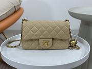 Chanel Flap Bag Beige Lambskin Bell 13x20x7cm - 1