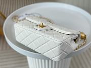 Chanel Flap Bag White Lambskin Bell 13x20x7cm - 5