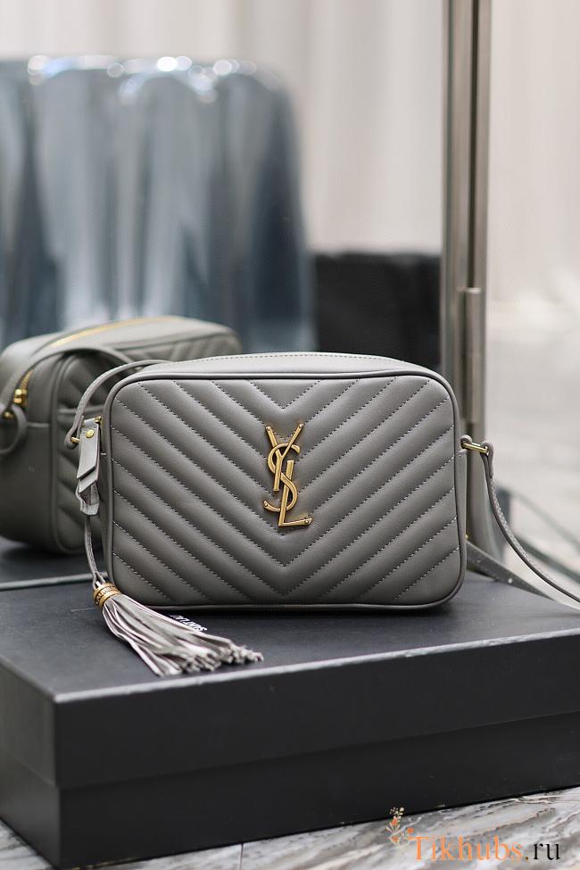 YSL Lou Camera Grey Gold Bag 23x16x6cm - 1