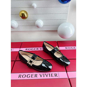 Roger Vivier Très Babies Patent Leather Ballet Flats Black
