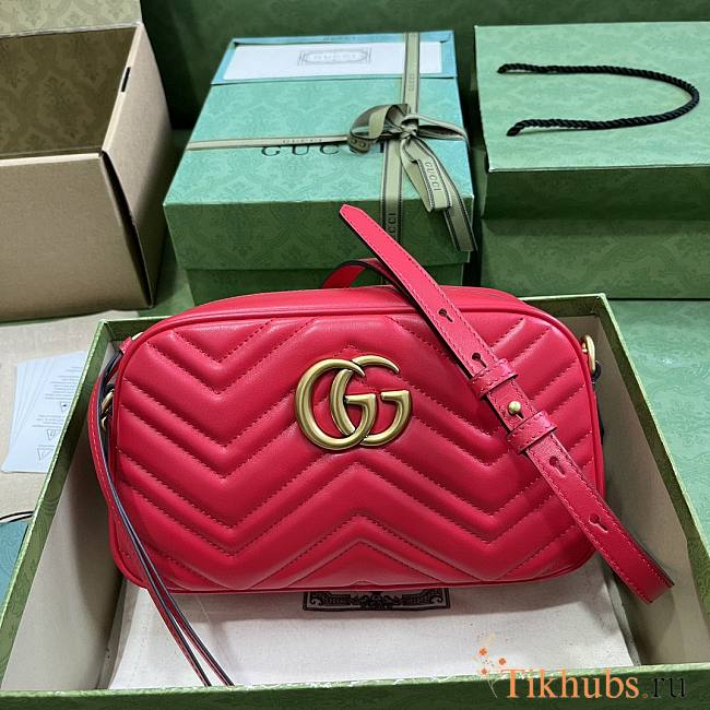 Gucci Small Marmont Red Camera Bag 24x13x7cm - 1