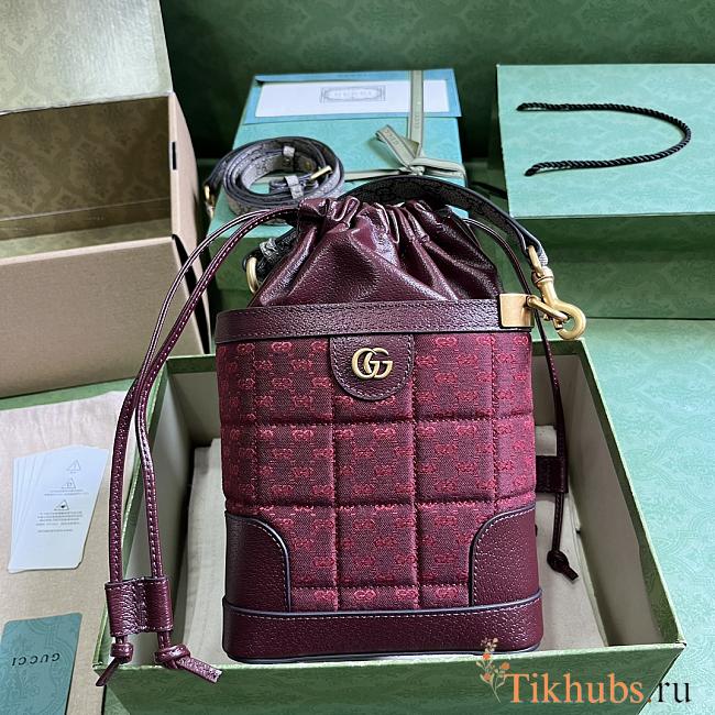 Gucci Mini GG Canvas Shoulder Bag Burgundy 16x18x5cm - 1