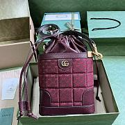 Gucci Mini GG Canvas Shoulder Bag Burgundy 16x18x5cm - 1