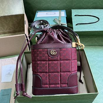 Gucci Mini GG Canvas Shoulder Bag Burgundy 16x18x5cm