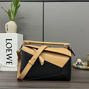 Loewe Small Puzzle Bicolor Shoulder Bag Black Tan 24x10.5x16cm - 1