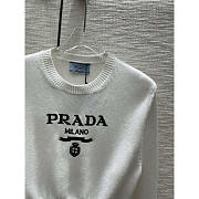 Prada Chenille Logo Crewneck Sweatshirt White - 3