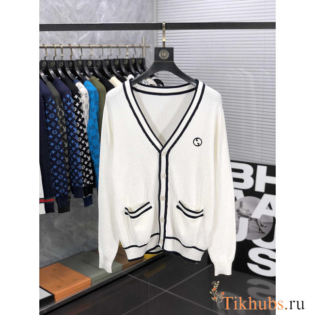 Gucci Wool And Cotton-Blend Cardigan With Patches White - 1