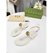 Gucci Women's Double G Thong Sandals White - 4