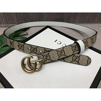 Gucci Double G Gold-Tone Belt White Gray Width 2cm