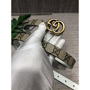Gucci Double G Gold-Tone Belt White Gray Width 2cm - 2