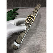 Gucci Double G Gold-Tone Belt White Gray Width 2cm - 3