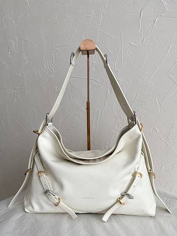 Givenchy Voyou Medium Leather Shoulder Bag White 36.5x27x32cm