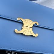 Celine Triomphe Bag In Shiny Calfskin Blue 22.5x16.5x7cm - 5