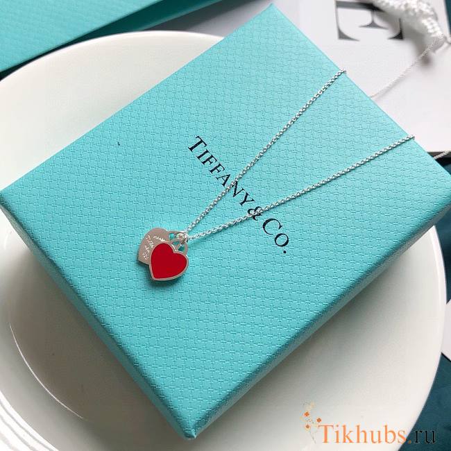 Tiffany & Co Necklace Double Heart Red - 1