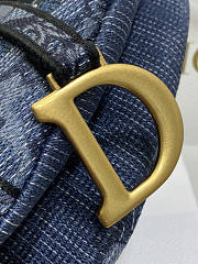 Dior Saddle Bag Denim Blue Albero Della Vita 25.5x20x6.5cm - 3