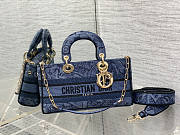 Dior Medium Lady D-joy Bag Denim Blue Albero 26 x 13.5 x 5 cm - 1