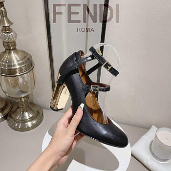 Fendi Delfina Black Leather High Heel Pumps 10.5cm