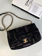 Chanel Large Flap Bag Printed Denim Black 28x16x6cm - 1