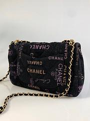 Chanel Large Flap Bag Printed Denim Black 28x16x6cm - 3