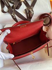 Hermes Gold Epsom Kelly 25 Gold Hardware Red 25x17x7cm - 6