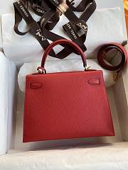 Hermes Gold Epsom Kelly 25 Gold Hardware Red 25x17x7cm - 3