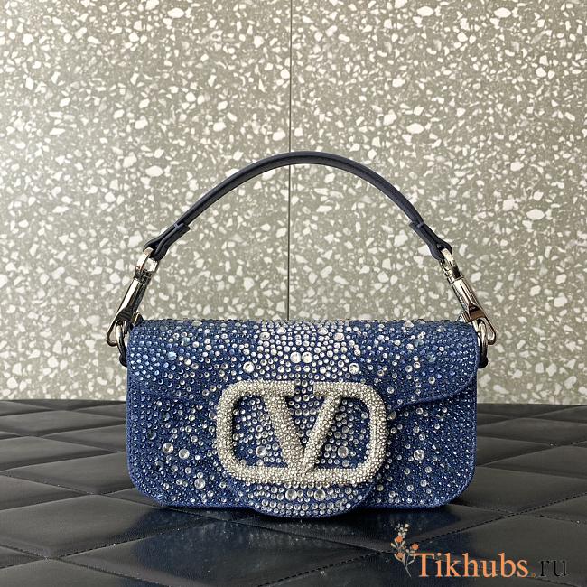 Valentino Small Loco Denim Blue Shoulder Bag 20x11x5cm - 1