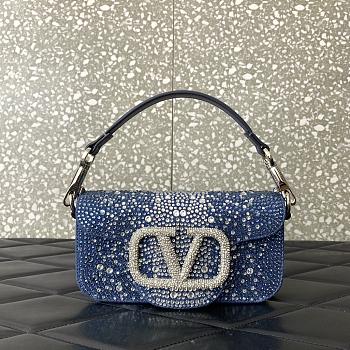 Valentino Small Loco Denim Blue Shoulder Bag 20x11x5cm