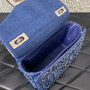 Valentino One Stud Chain Bag Denim Blue 19x14x11cm - 3