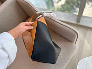 Loewe Puzzle Fold Tote In Shiny Calfskin Tan Black 31.5x25.5x14.5cm - 5