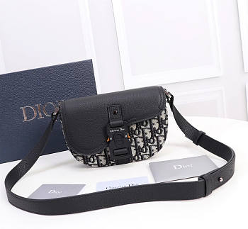 Dior Saddle Pouch With Strap Beige Black Oblique 19.5 x 13 x 4.3 cm