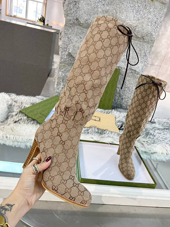 Gucci 85mm Canvas High Boots