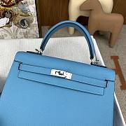 Hermes Kelly Epsom Blue Silver Hardware 25cm - 4