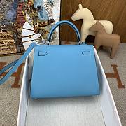 Hermes Kelly Epsom Blue Silver Hardware 25cm - 2