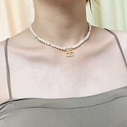 Chanel CC Crystal Pearl Necklace Gold - 3