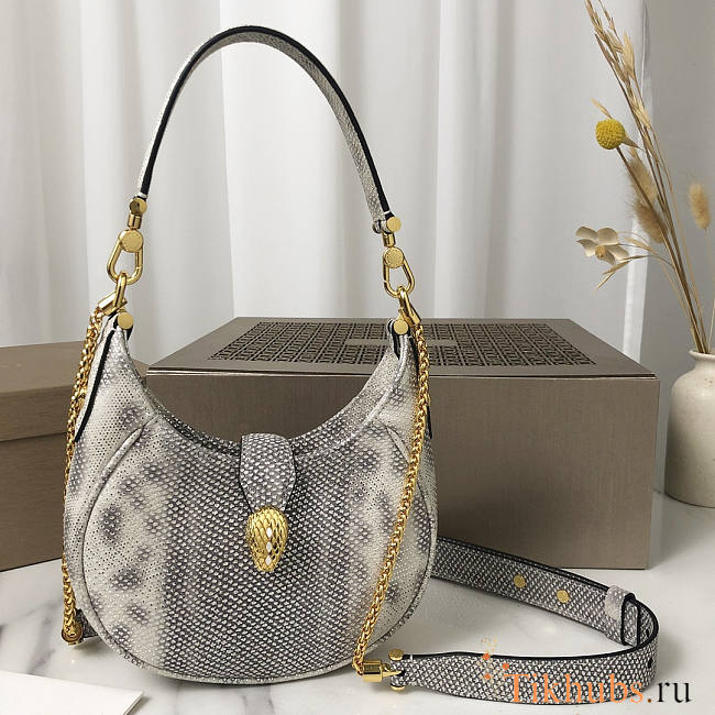 Bvlgari Serpenti Ellipse Crossbody Bag Silver 19.5x20x5cm - 1