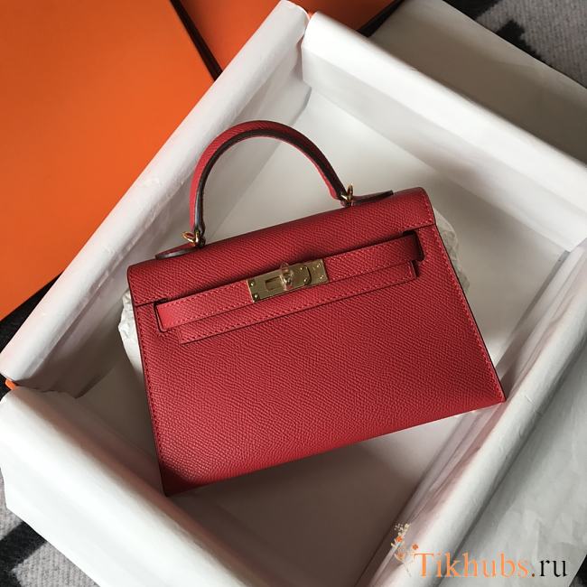 Hermes Mini Kelly Red Gold 19cm - 1