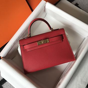 Hermes Mini Kelly Red Gold 19cm