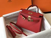 Hermes Mini Kelly Red Gold 19cm - 4