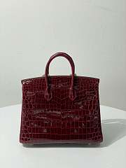 Hermes Birkin 25 Red Wine Crocodile Gold Hardware 25cm - 3