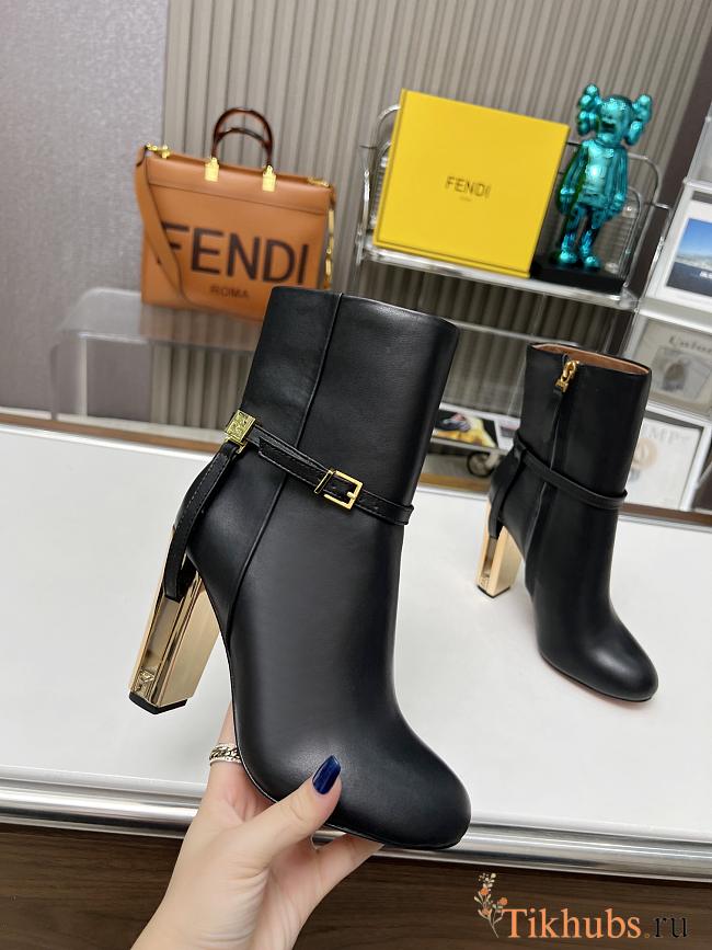 Fendi Delfina Black Leather High-heeled Boots - 1