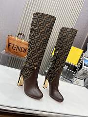 Fendi Delfina Brown Leather High-heeled Boots 10cm - 1