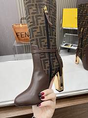 Fendi Delfina Brown Leather High-heeled Boots 10cm - 3