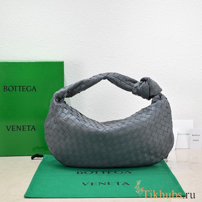 Bottega Veneta Small Jodie Intrecciato Leather Shoulder Bag Grey 48x40x16cm - 1