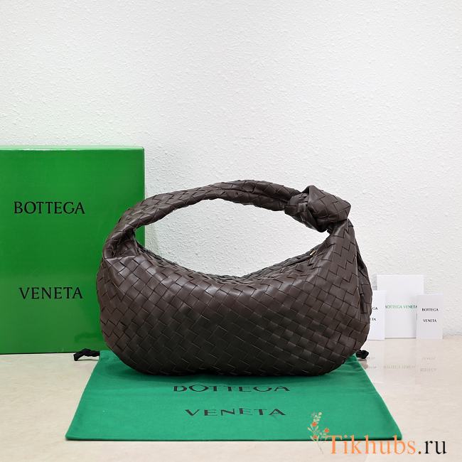 Bottega Veneta Small Jodie Intrecciato Leather Shoulder Bag Brown 48x40x16cm - 1