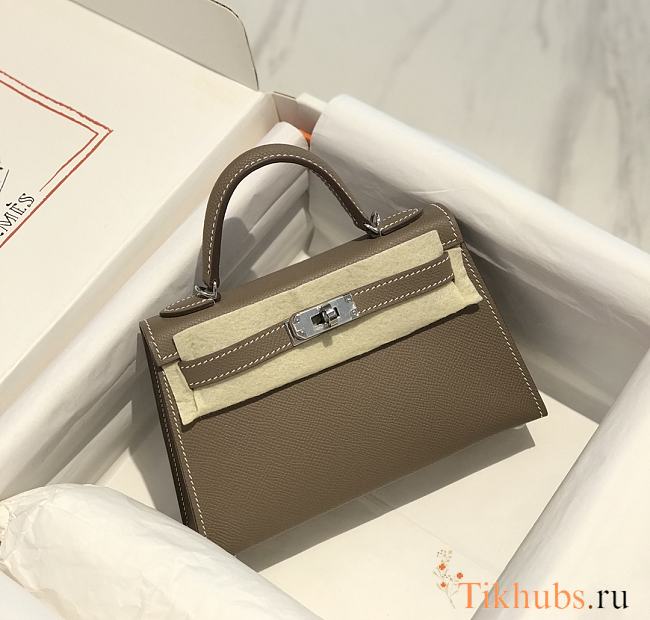 Hermes Mini Kelly 20 Epsom Leather Etoupe With Silver Hardware 20cm - 1