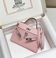 Hermes Mini Kelly Epsom Pink Silver Hardware 19cm - 6