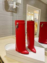Givenchy Shark Lock Leather Knee-high Red Boots - 1