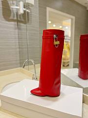 Givenchy Shark Lock Leather Knee-high Red Boots - 5