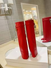 Givenchy Shark Lock Leather Knee-high Red Boots - 4